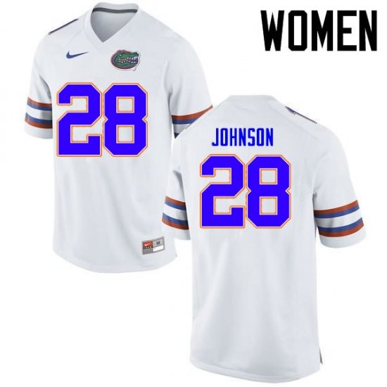 Women's Florida Gators #28 Kylan Johnson NCAA Nike White Authentic Stitched College Football Jersey OTD5762SI